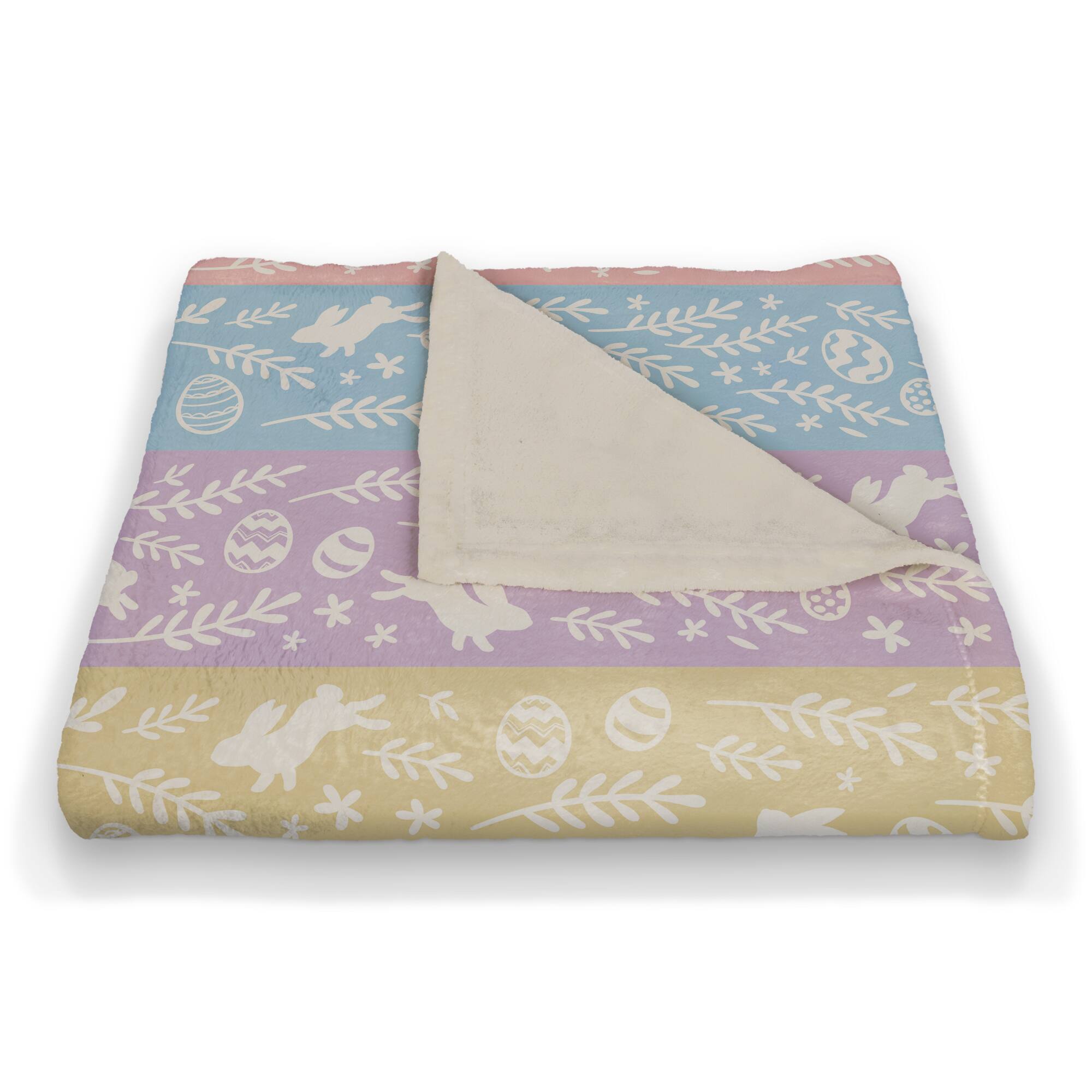 Botanical Bunny Stripes 50" x 60" Coral Fleece Blanket